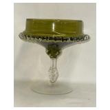 Green empolli glass candy dish