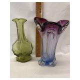 Vtg. Mutant vase, Vtg. Glass banjo vase
