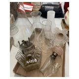 2 Vintage Oil Lamps 18" & 16"H, & assorted lamp