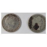 1899, 1909 Barber Quarters, 90% Silver