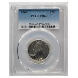 1964 PCGS PR67 Washington Silver Quarter