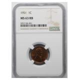 1951 Ngc Ms63rb Lincoln Wheat Cent