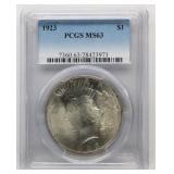 1923 PCGS MS63 Peace Silver Dollar