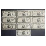 10x Series 1935 $1 Silver Certificates