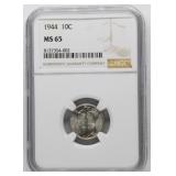 1944 NGC MS65 Mercury Dime