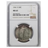 1941-S NGC MS63 Walking Lib. Half Dollar