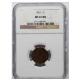 1057 NGC MS65RB Lincoln Wheat Cent