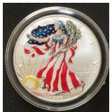 1999 American Silver Eagle, colorised