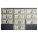 10x Series 1935 $1 Silver Certificates