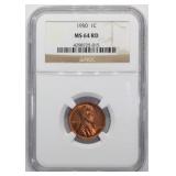 1950 NGC MS64RD Lincoln Wheat Cent