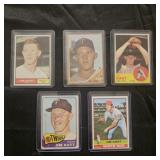 5 Jim Kaat baseball cards, 1961- 1963, 1965 & 1976