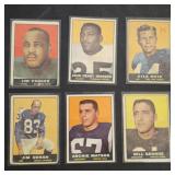 6 1961 Topps football cards, several Hall of Fame