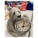 Bear figurine clock,  set of three owls