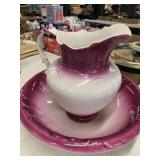 Cornell antique ceramic Pitcher and Bowl set