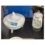 Milk glass bowl and a frosted milk glass
