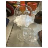 Fenton basket dish and a twisted glass statue