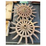 2 Rustic Tiller Wheels