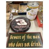 Man cave decor, Dale Earnhardt clock mini keg and