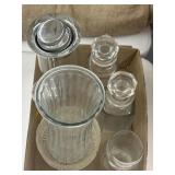 Clear glass items, and a Pepsi cooler glass