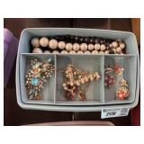 Divided Tupperware Container w/Costume Jewelry