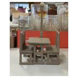 Miniature table benches and a lamp post