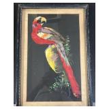 Bird painting with real feathers