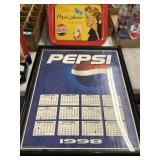 Pepsi-Cola tray and 1998 calendar