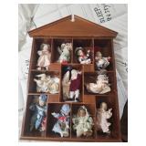 Porcelain dolls & display case