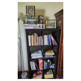 Book shelf & contents: puzzles, books, magazines