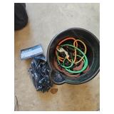 Bucket of clamps & tie downs