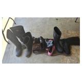Tote of Boots and shoes - steel toe pair is new