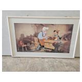 Framed Disney Pinocchio & Geppetto print