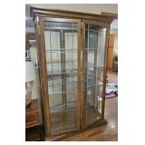 China cabinet, glass shelves, mirror back