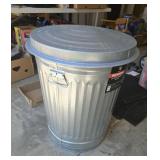 Metal trash can & sunflower seeds