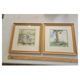 2 Winnie The Pooh art prints, framed