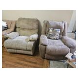 2  beige upholstered chairs