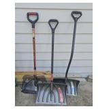3 snow shovels