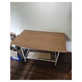 Roll-around metal cart with wood table top