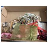 Buttons some Avon items, mesh bags and a mirror