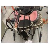 Pink, black, white saddle, full size, rain,  by