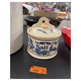 Vintage Stoneware Blue Onion Salt Seller