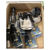 Seven flashlights by Lex Pro and a headlamp