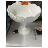 Milk glass pedestal bowl