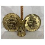 Vintage Brass Nautical Themed Pitcher & Wall