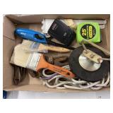Paint brushes, pipe wrench, 25ï¿½ tape measure,