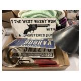 License plates, Oil Wrenches & Funnel