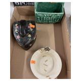 Ashtray, Iron Shaped Trinket Box & Vintage Green