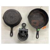 Two cast-iron skillets one by Griswold number s