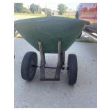 A large wheeled heavy duty wheelbarrow