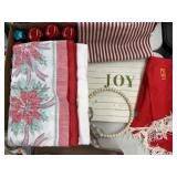 Wooden Joy Sign, Stripped Table Runner, 2 table